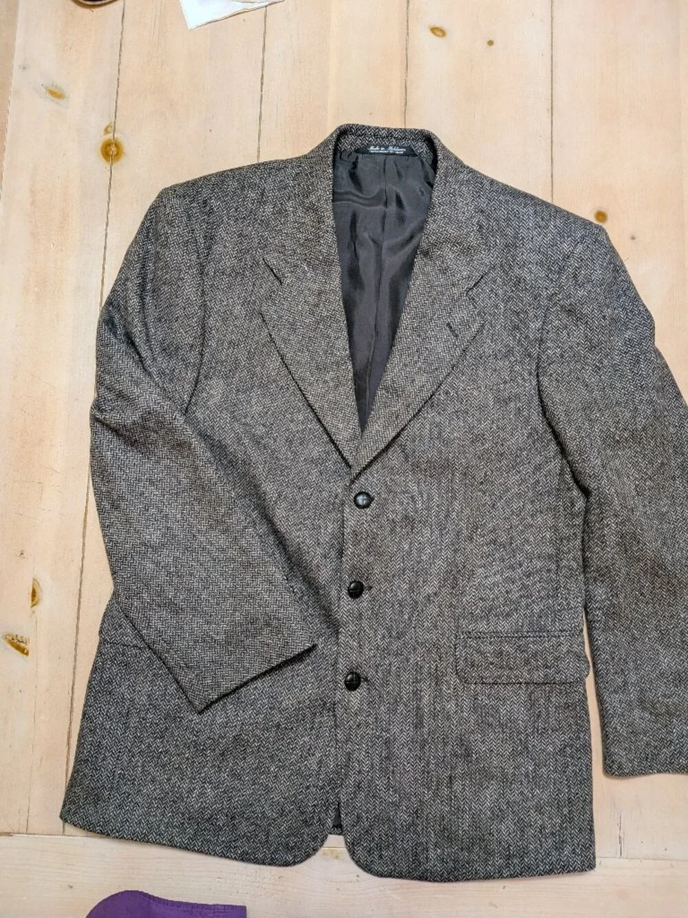 Jeremy Cobb Esquire Gray Herringbone Wool Blend Sport Coat Blazer, 40R